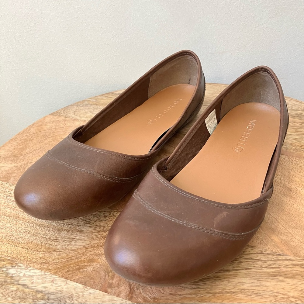 Merrell | Ember Dark Earth Leather Ballet Flats